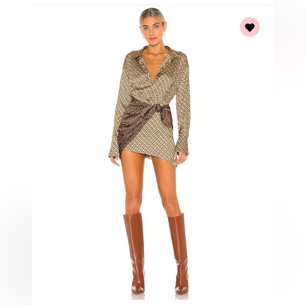 The Kamille mini dress in tan & brown chain by L’Academie
